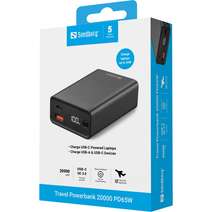 Sandberg Travel Powerbank 20000mAh PD 65W | 420-95