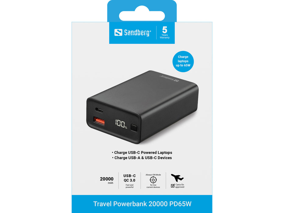 Sandberg Travel Powerbank 20000mAh PD 65W | 420-95