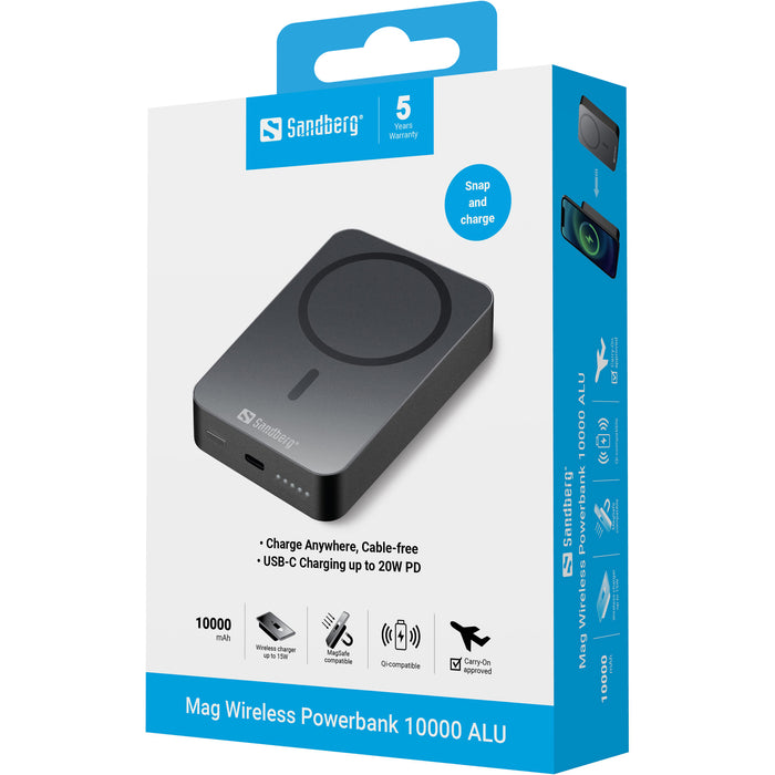 Sandberg 10000mAh Magnetic Wireless Powerbank ALU | 420-97