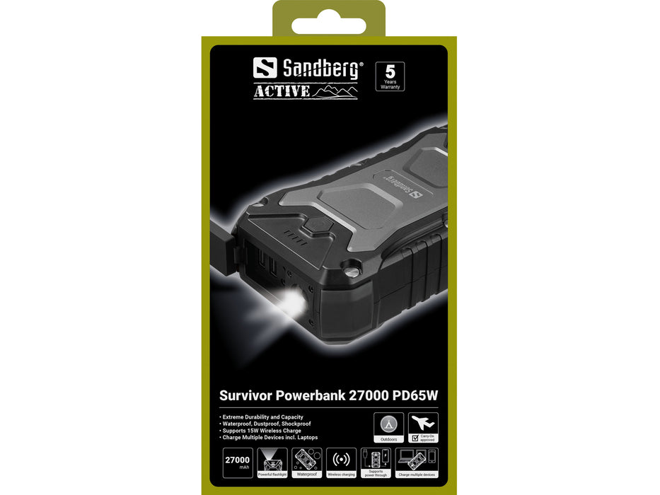 Sandberg Survivor Powerbank 27.000 mAh PD 65W | 420-99