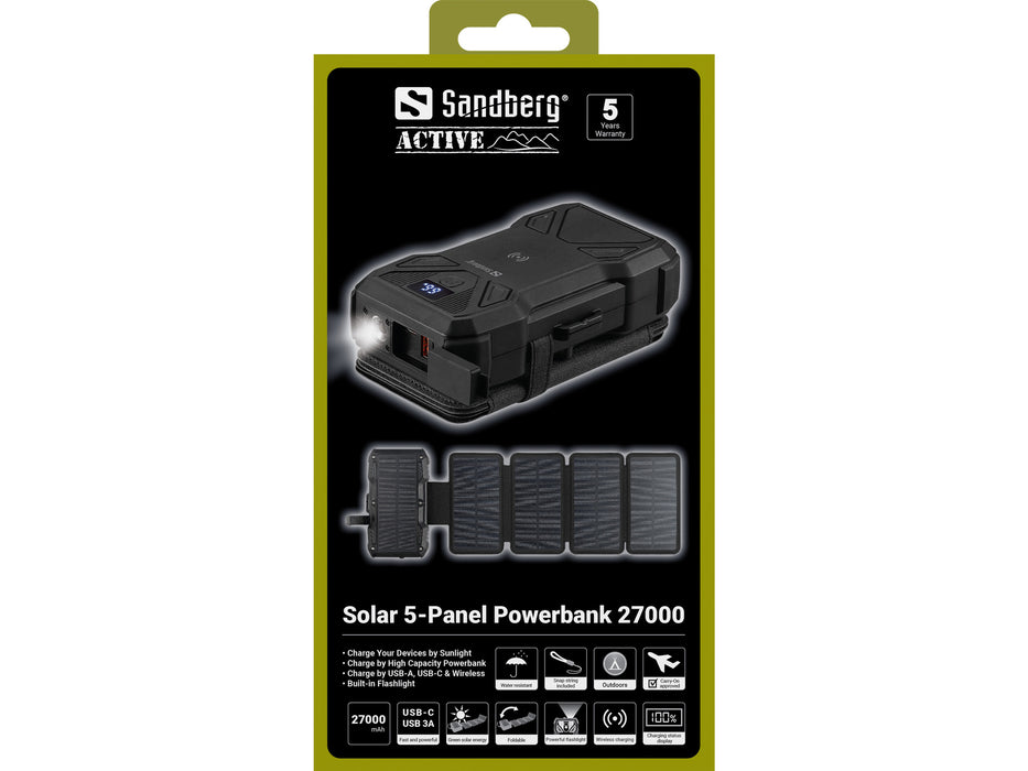 Sandberg Solar 5-Panel Powerbank 27.000 mAh | 421-06