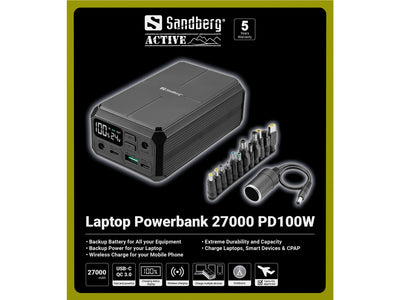Sandberg 27.000 mAh Laptop Powerbank PD 100W | 421-13 Power & Charging Sandberg