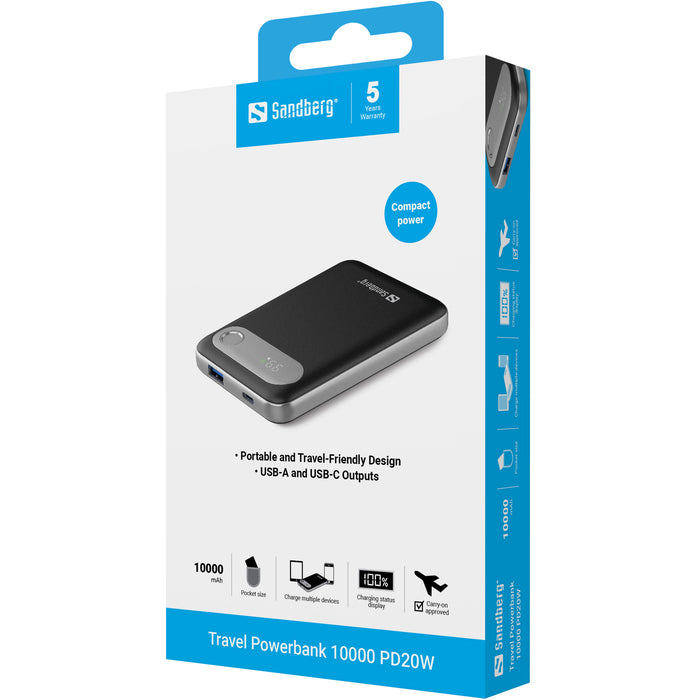 Sandberg Travel Powerbank 10.000 mAh PD 20W | 421-16