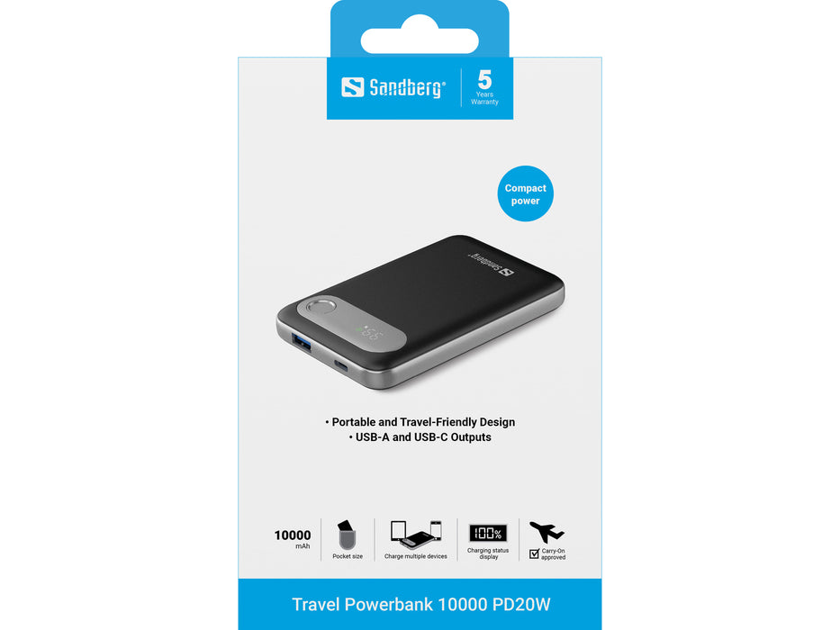 Sandberg Travel Powerbank 10.000 mAh PD 20W | 421-16