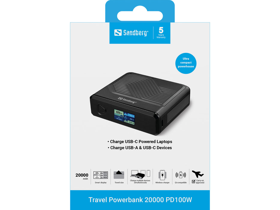 Sandberg Travel Powerbank 20.000 mAh PD 100W | 421-25