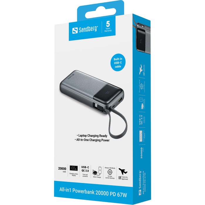 Sandberg 20.000 mAh All-in-One PD 67W Powerbank | 421-29