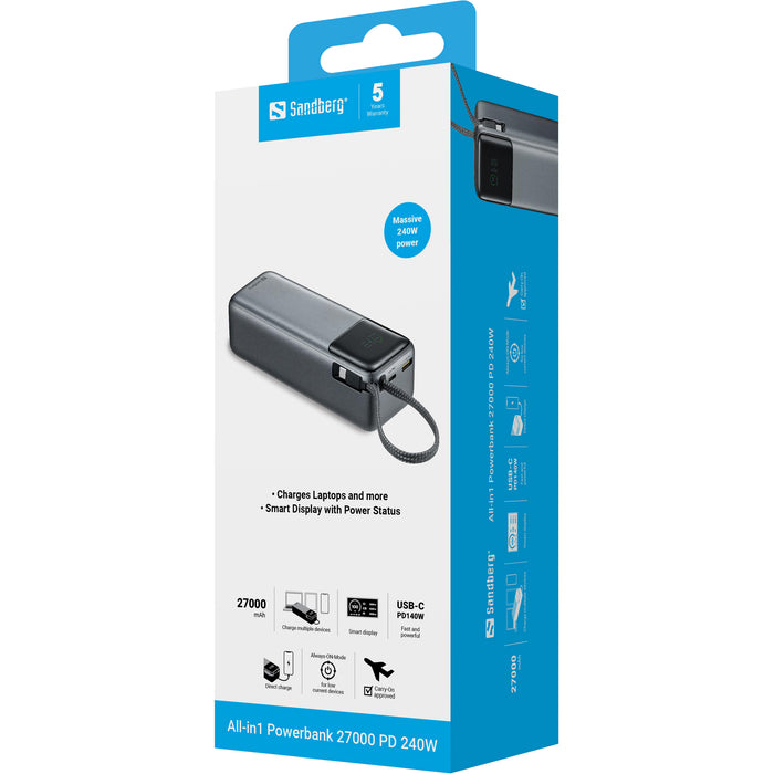 Sandberg All-in-One Powerbank 27.000 mAh PD 240W | 421-31