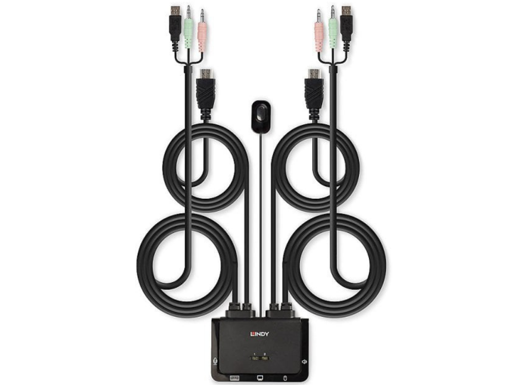 Lindy 2 Port HDMI 4K30, USB 2.0 & Audio Cable KVM Switch | 42340 Switches Lindy