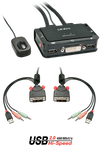 Lindy 2 Port DVI-D Single Link, USB 2.0 & Audio Cable KVM Switch - 42341