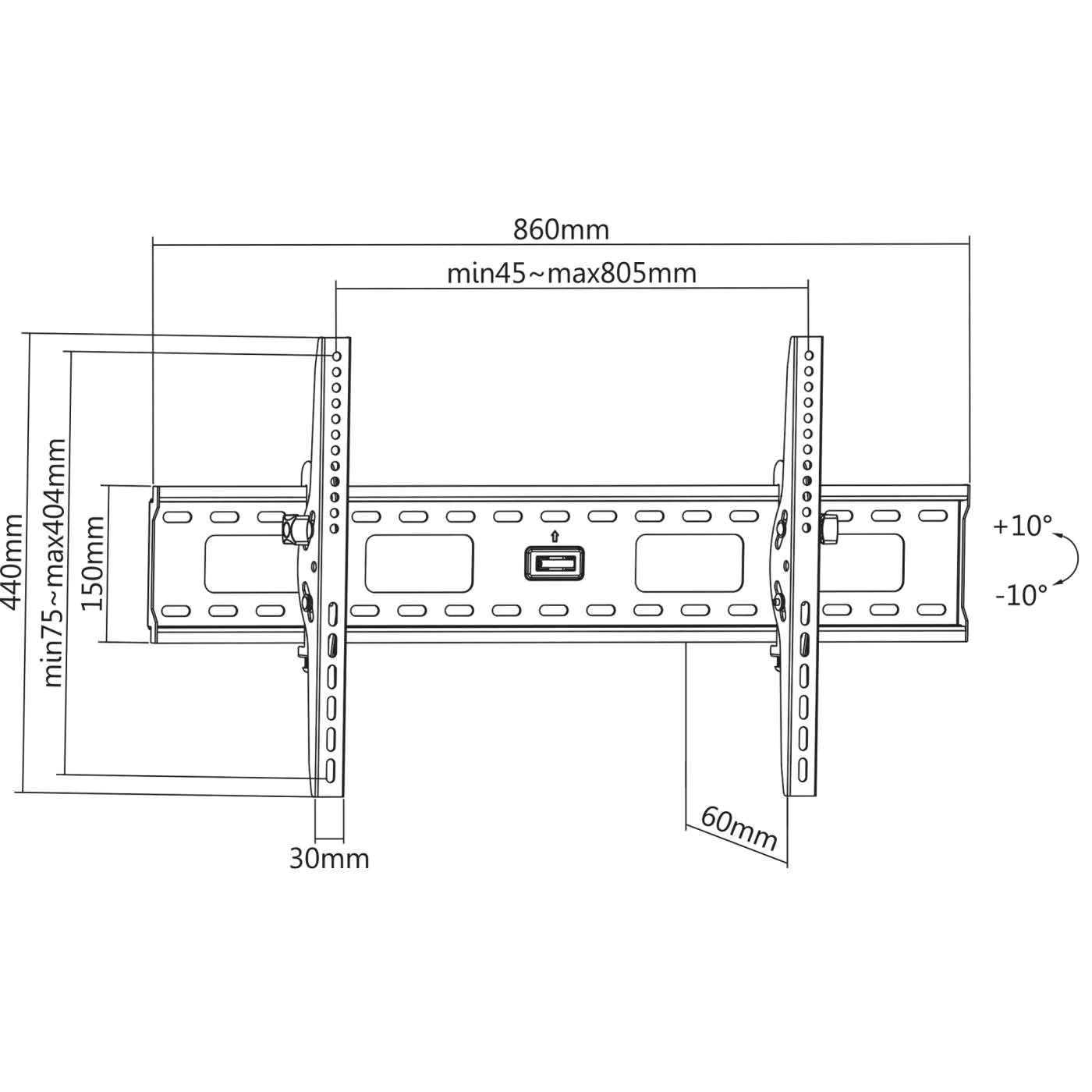 Manhattan 37" - 90" Flat-Panel Display Tilting Wall Mount | 423830 Wall Mount Bracket Manhattan