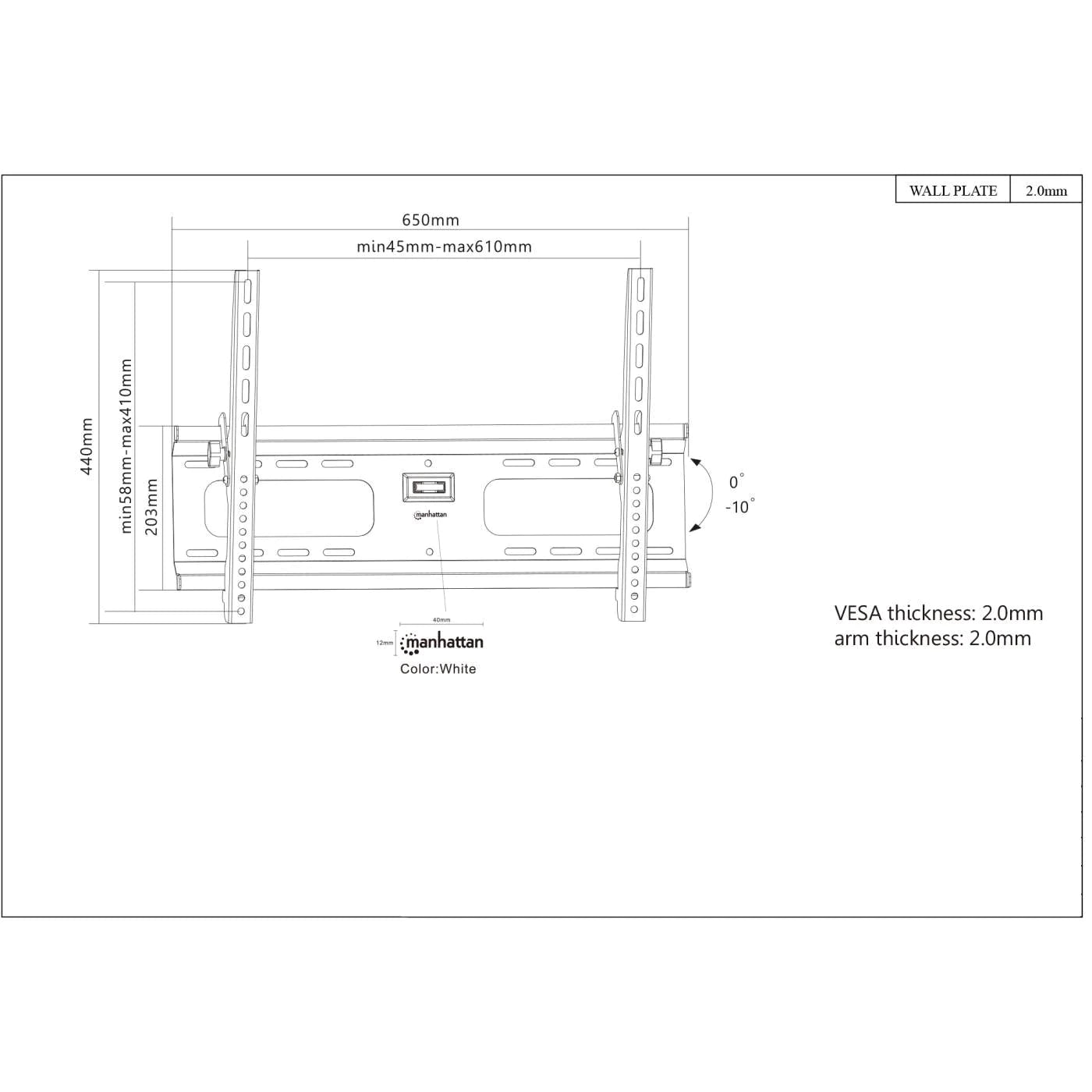 Manhattan 37" - 70" TV & Monitor Wall Mount Tilt | 424752 Wall Mount Bracket Manhattan