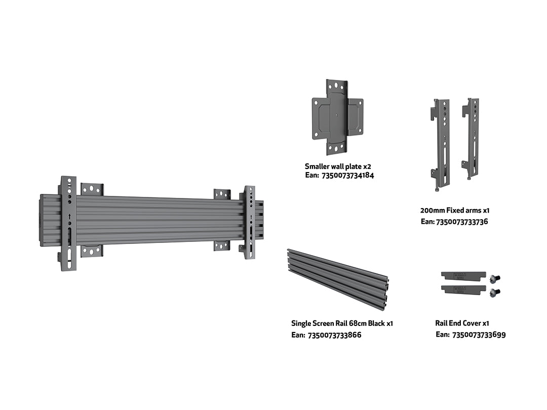 Multibrackets Fixed 40" - 100" Pro Series Menu Board Wall Bracket For 1 Screen Wall Mount Bracket Multibrackets