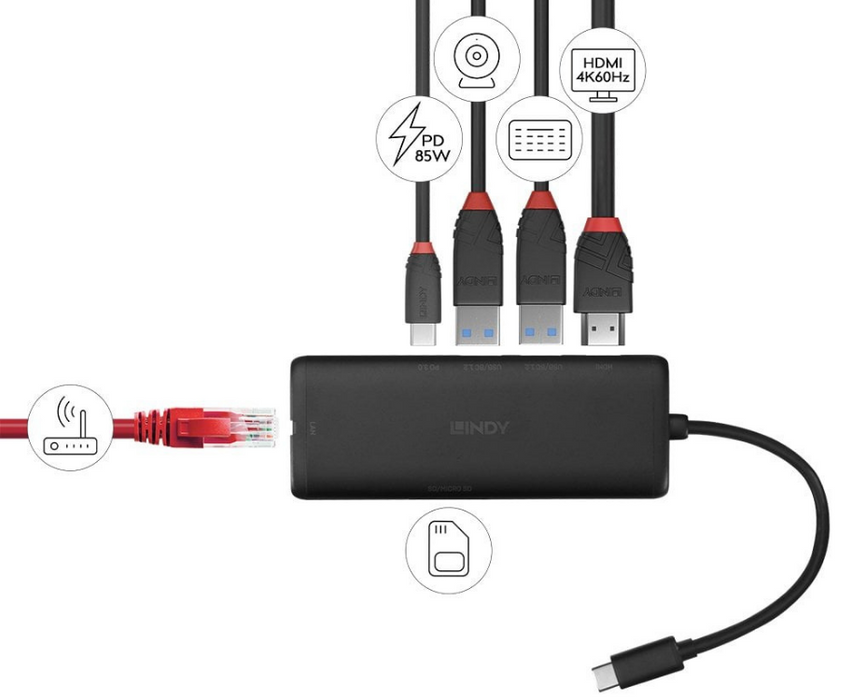 Lindy DST-Mini USB-C Laptop Mini Docking Station | 43358