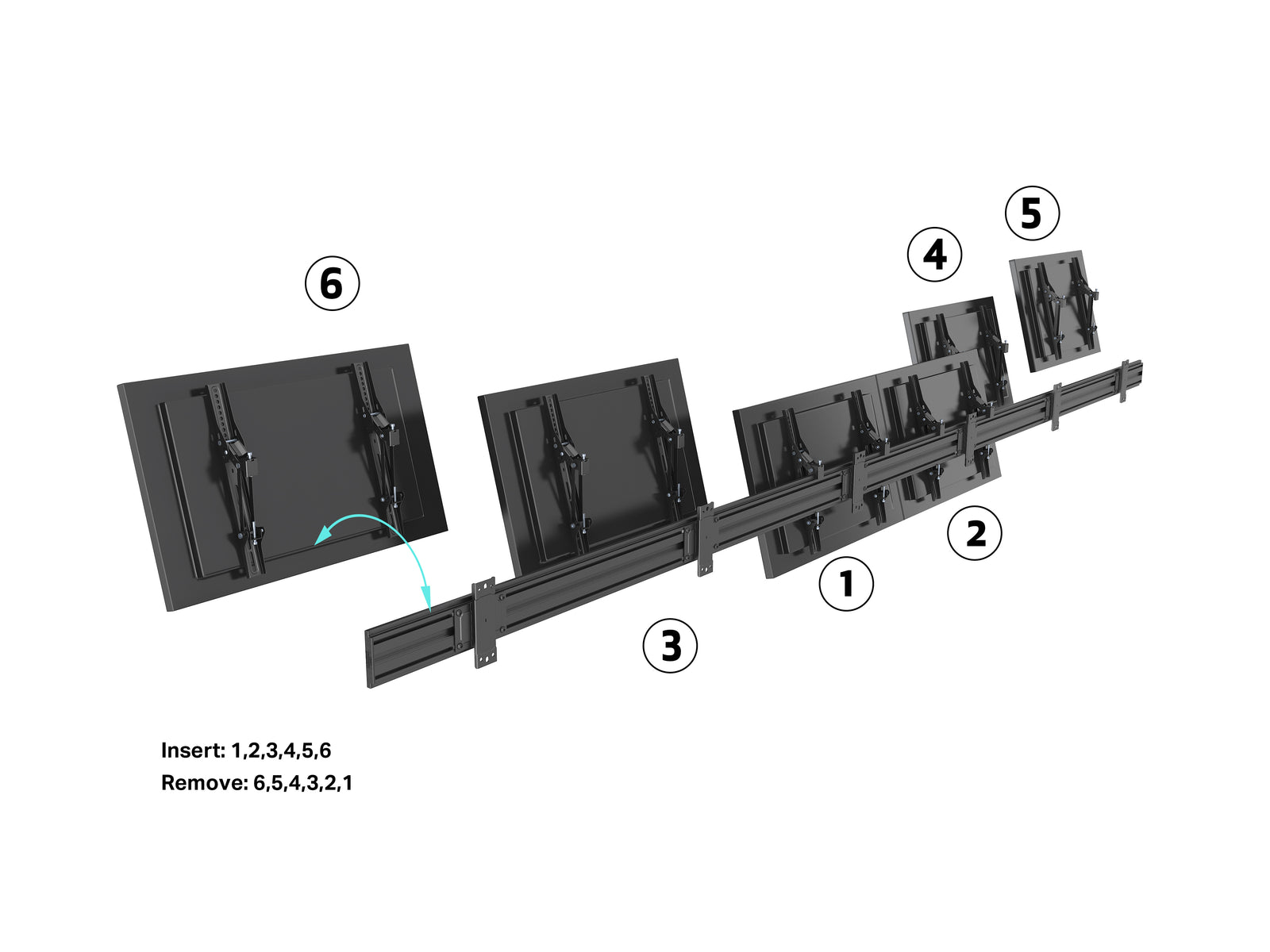 Multibrackets M Wallmount Pro MBW6U 6-Screen Wall Mount For 40"-65" Screen | VESA 400x400 Wall Mount Bracket Multibrackets