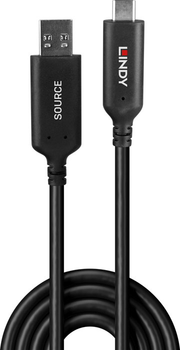 Lindy 50m USB 3.2 5Gbps Type A to C Fibre Optic Hybrid Cable | 43397 USB Cable Lindy