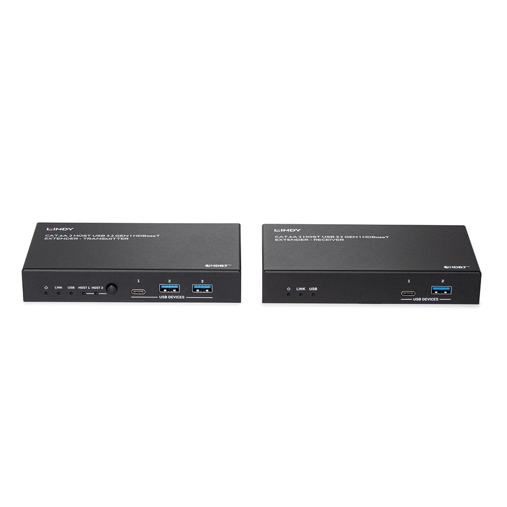Lindy 100m Cat.6A 2 Host USB 3.2 Gen 1 HDBaseT Extender | 43421 AV Extender Lindy