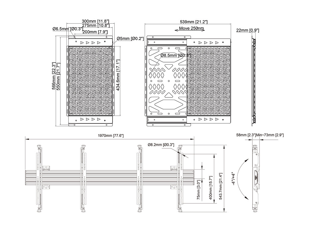 Multibrackets MBW2U Media Storage M Pro Series Wallmount Wall Mount Bracket Multibrackets