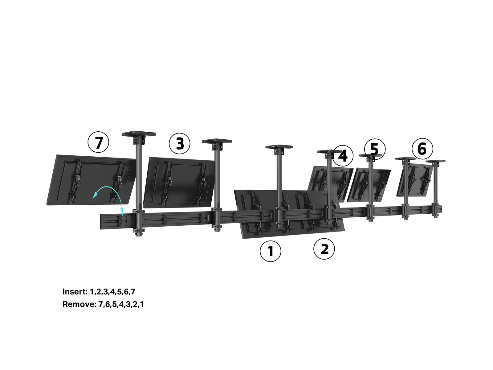 Multibrackets M Menu Board Pro 7-Screen Ceiling Mount For 40"-65" Screen | VESA 400x400 Ceiling Mount Bracket Multibrackets