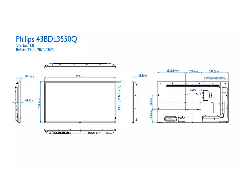 Philips Q-Line | 43BDL3550Q/00 43” 4K Smart Digital Signage Display