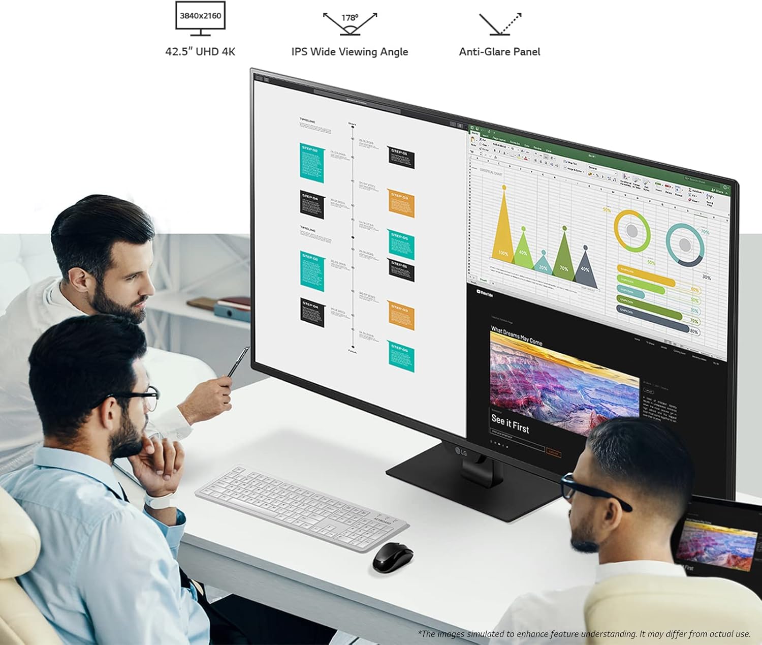LG 42.5" 4K UHD 60Hz IPS Monitor | 43UN700P-B.AEK Desktop Monitor LG