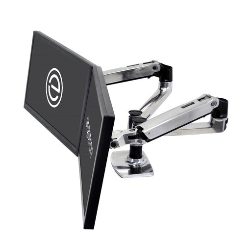 Ergotron LX Up to 27" Dual Side-by-Side Arm (Polished Aluminum) | 45-491-216 Ergotron Mounting Accessory Ergotron