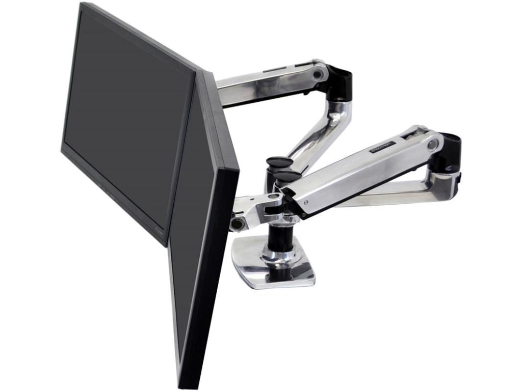 Ergotron Up to 27" LX Dual/Multi LCD Monitor Arm Aluminium | 45-245-026 Monitor Arm Desk Mount Ergotron