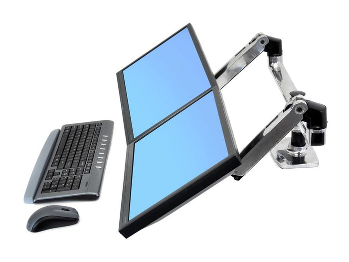 Ergotron Up to 27" LX Dual/Multi LCD Monitor Arm Aluminium | 45-245-026 Monitor Arm Desk Mount Ergotron