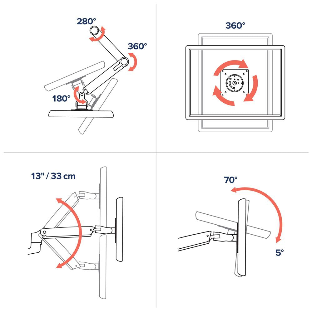 Ergotron Up to 27" LX Dual/Multi LCD Monitor Arm Black | 45-245-224 Monitor Arm Desk Mount Ergotron