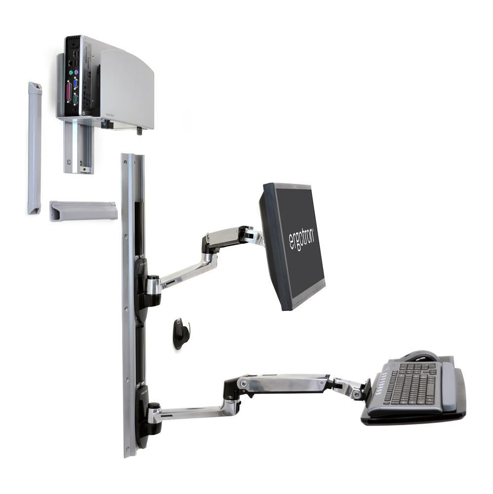 Ergotron 45-247-026 LX Wall Mount System, Medium CPU Holder | Keyboard & Monitor Mount Wall Mount Bracket Ergotron