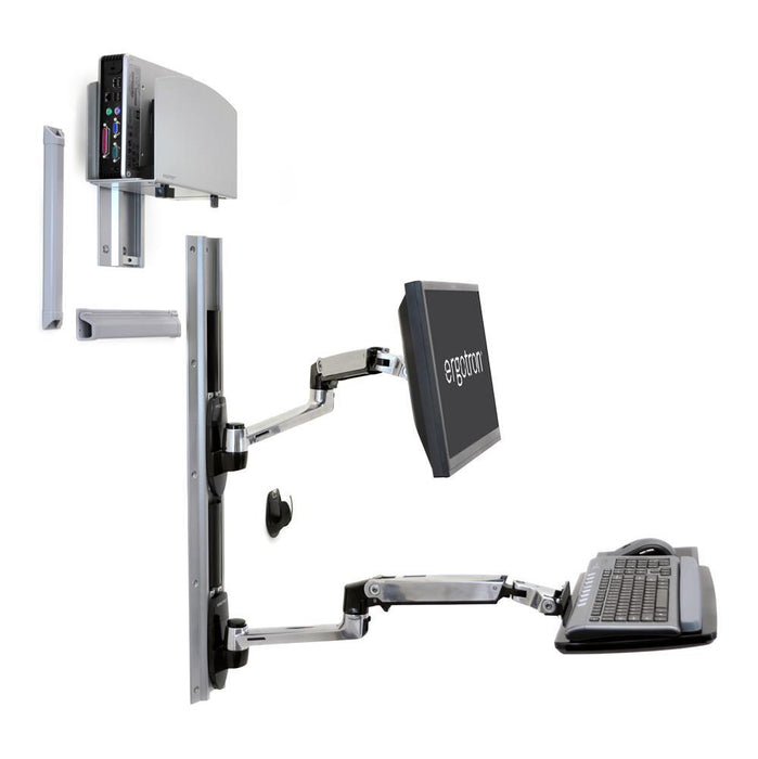 Ergotron 45-247-026 LX Wall Mount System, Medium CPU Holder | Keyboard & Monitor Mount