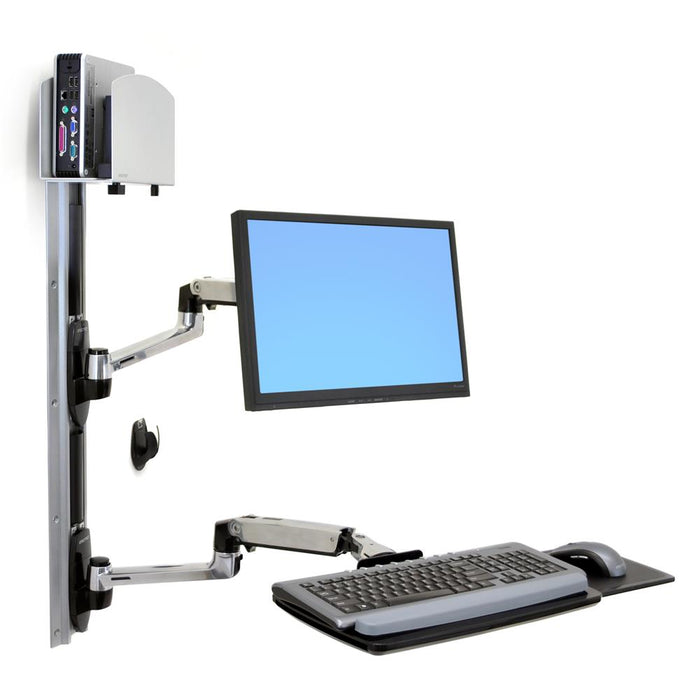 Ergotron 45-247-026 LX Wall Mount System, Medium CPU Holder | Keyboard & Monitor Mount