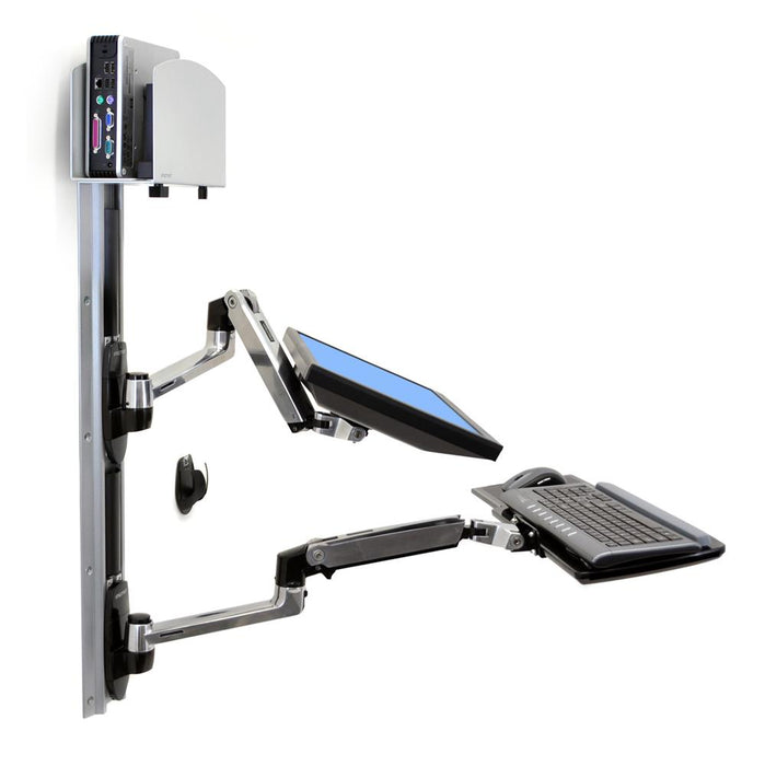 Ergotron 45-247-026 LX Wall Mount System, Medium CPU Holder | Keyboard & Monitor Mount