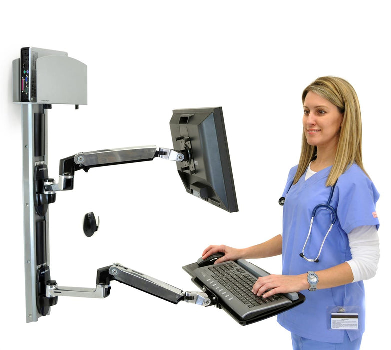 Ergotron 45-247-026 LX Wall Mount System, Medium CPU Holder | Keyboard & Monitor Mount