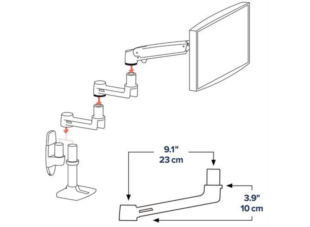 Ergotron LX Extension (Polished Aluminum) | 45-289-026 Mounting Accessory Ergotron