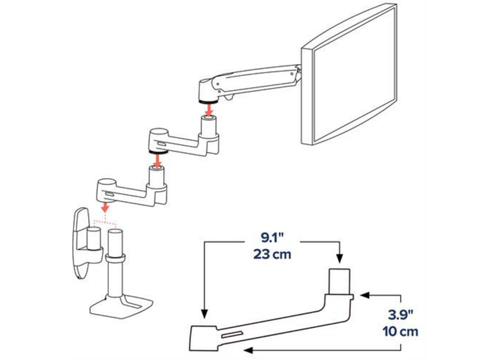 Ergotron LX Extension (White) | 45-289-216 Mounting Accessory Ergotron