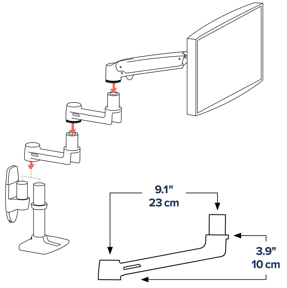 Ergotron LX Arm Extension | 45-289-224 Mounting Kit Ergotron