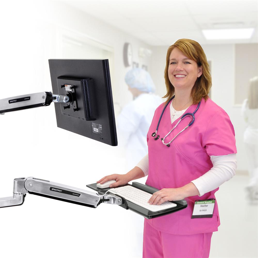 Ergotron 45-358-026 LX Sit-Stand Wall Mount System, Medium CPU Holder Wall Mount Bracket Ergotron