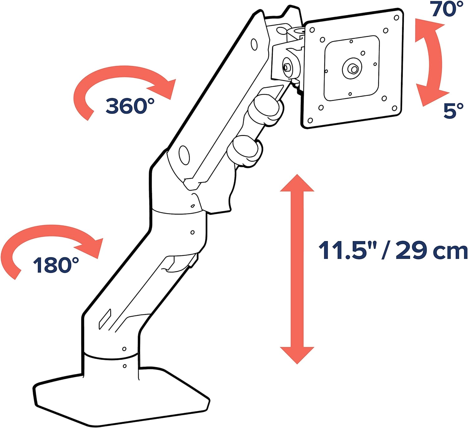 Ergotron Up to 42" HX LCD Arm Sit-Stand Desk Mount White | 45-475-216 Monitor Arm Desk Mount Ergotron