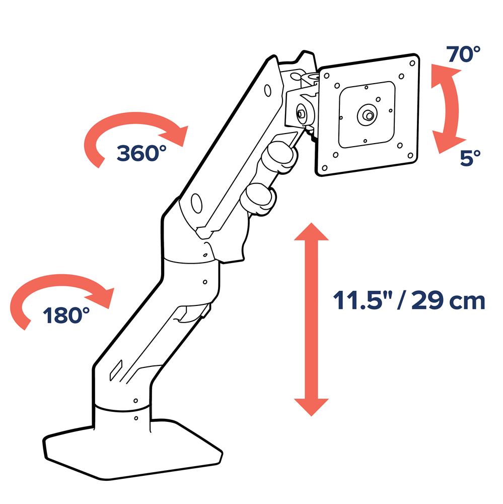 Ergotron Up to 42" HX LCD Arm Sit-Stand Desk Mount Black | 45-475-224 Monitor Arm Desk Mount Ergotron