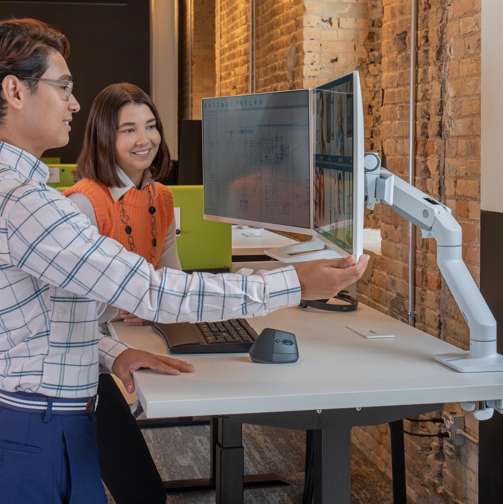Ergotron Up to 32" HX Dual/Multi LCD Arm Desk Mount White | 45-476-216 Monitor Arm Desk Mount Ergotron