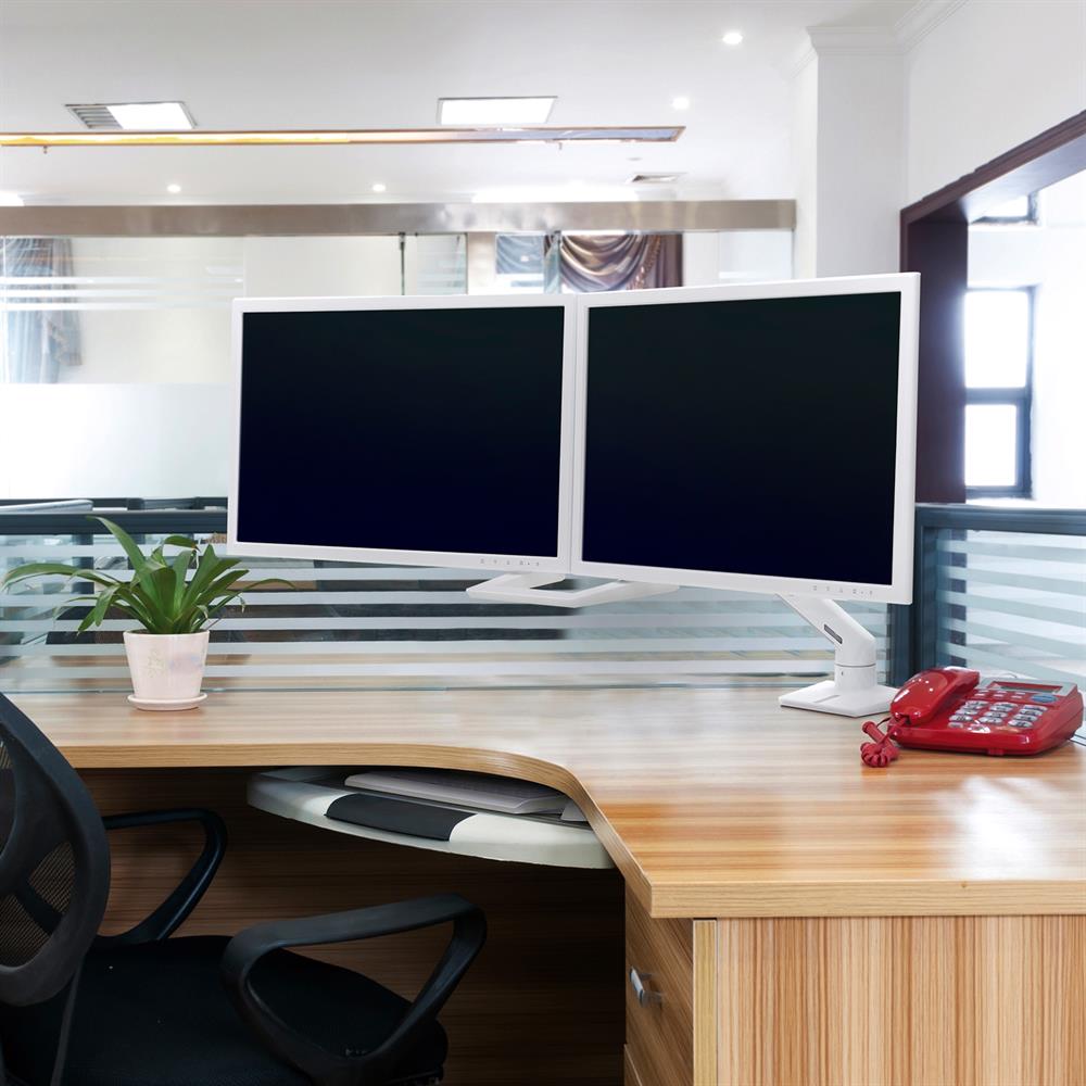 Ergotron Up to 32" HX Dual/Multi LCD Arm Desk Mount White | 45-476-216 Monitor Arm Desk Mount Ergotron