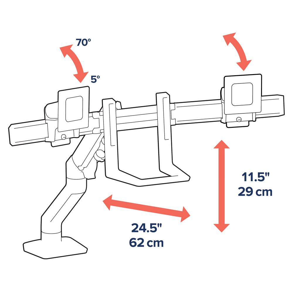Ergotron Up to 32" HX Dual Monitor Arm Desk Mount | 45-476-224 Monitor Arm Desk Mount Ergotron