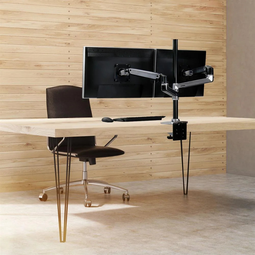Ergotron LX Dual Stacking Arm, Tall Pole - For Up To 40" Screens - (Polished Aluminum) | 45-549-026 Monitor Arm Desk Mount Ergotron