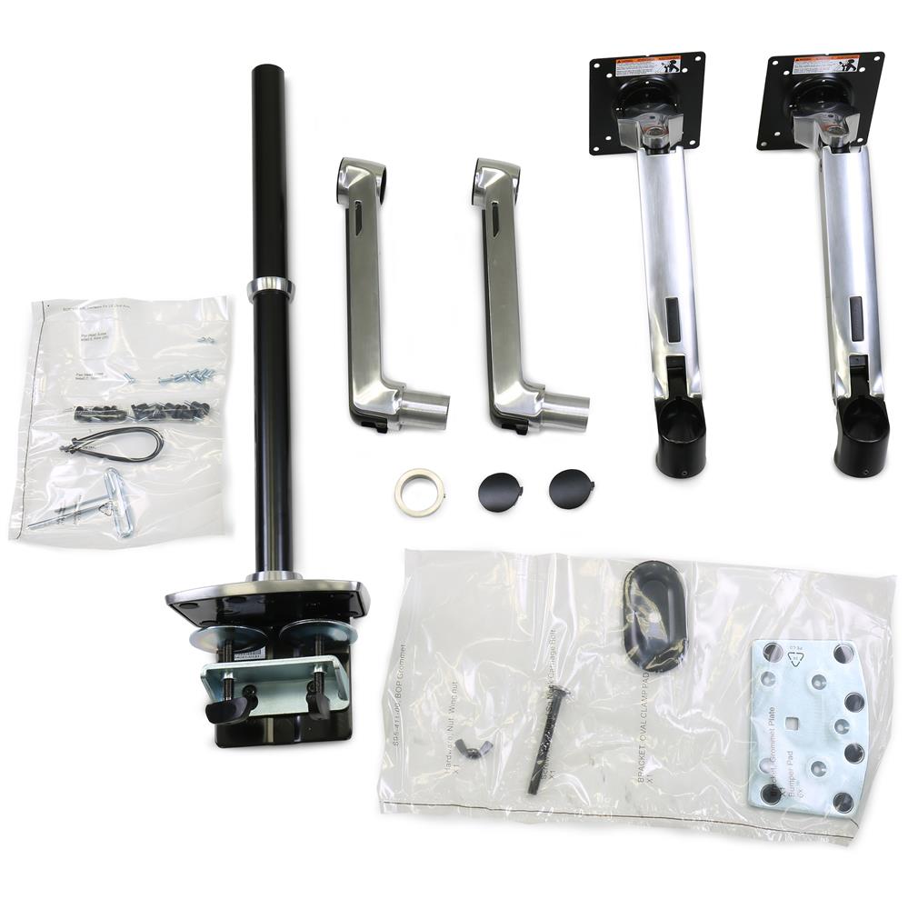 Ergotron LX Dual Stacking Arm, Tall Pole - For Up To 40" Screens - (Polished Aluminum) | 45-549-026 Monitor Arm Desk Mount Ergotron