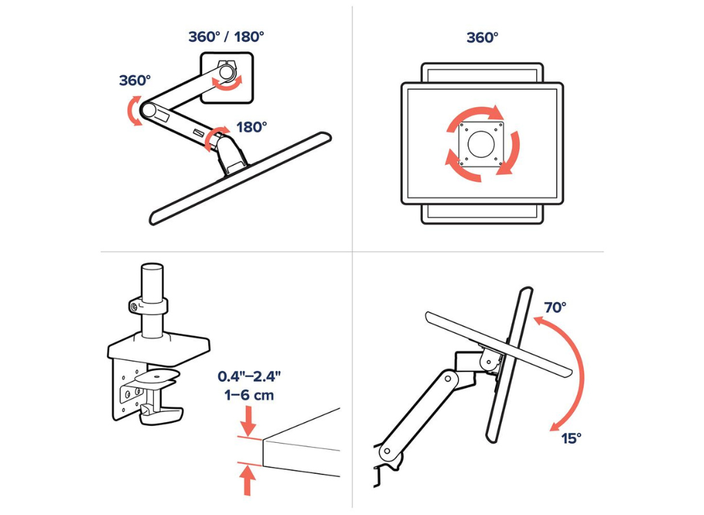 Ergotron Up To 34 LX Pro Desk Monitor Arm | 45-682-292 Monitor Arm Desk Mount Ergotron