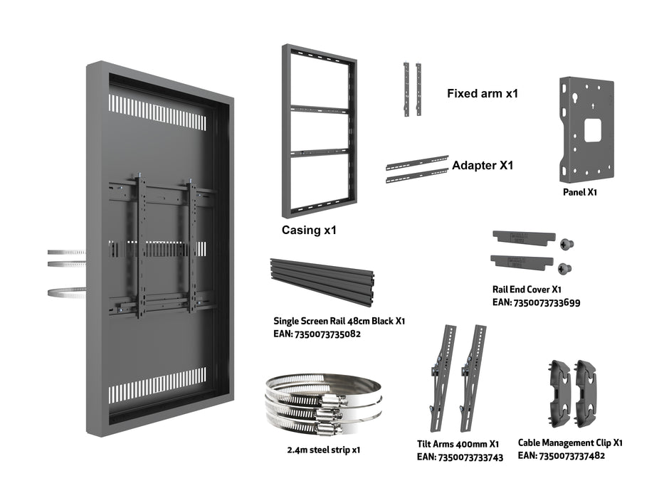 Multibrackets M Pro Series Enclosure 55" Column Medium Black Signage Display Enclosures Multibrackets