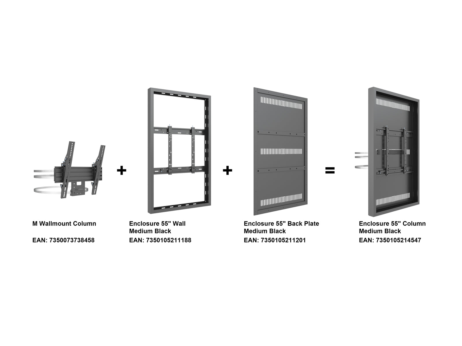 Multibrackets M Pro Series Enclosure 55" Column Medium Black Signage Display Enclosures Multibrackets