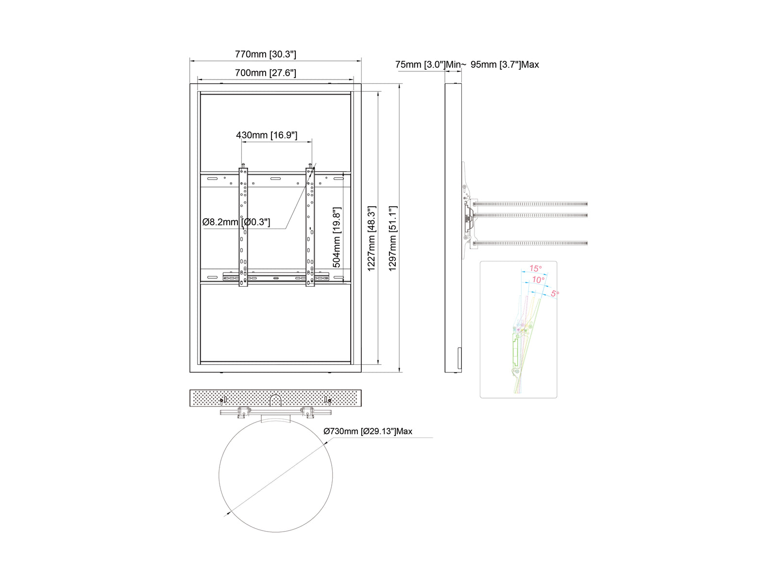Multibrackets M Pro Series Enclosure 55" Column Medium Black Signage Display Enclosures Multibrackets