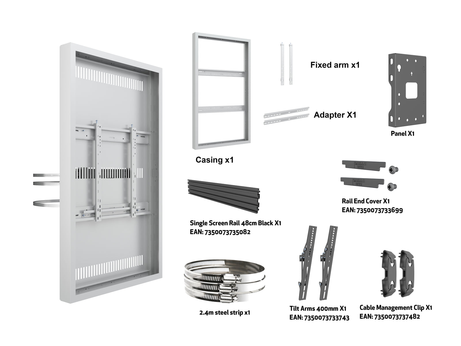 Multibrackets M Pro Series Enclosure 55" Column Medium White Signage Display Enclosures Multibrackets