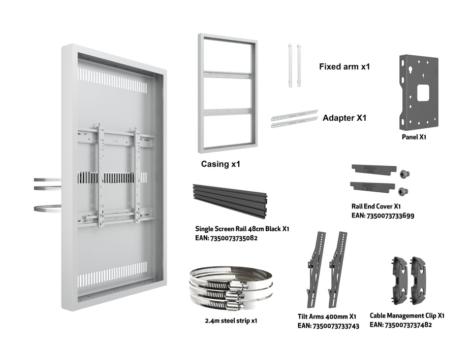 Multibrackets M Pro Series Enclosure 55" Column Medium White Signage Display Enclosures Multibrackets